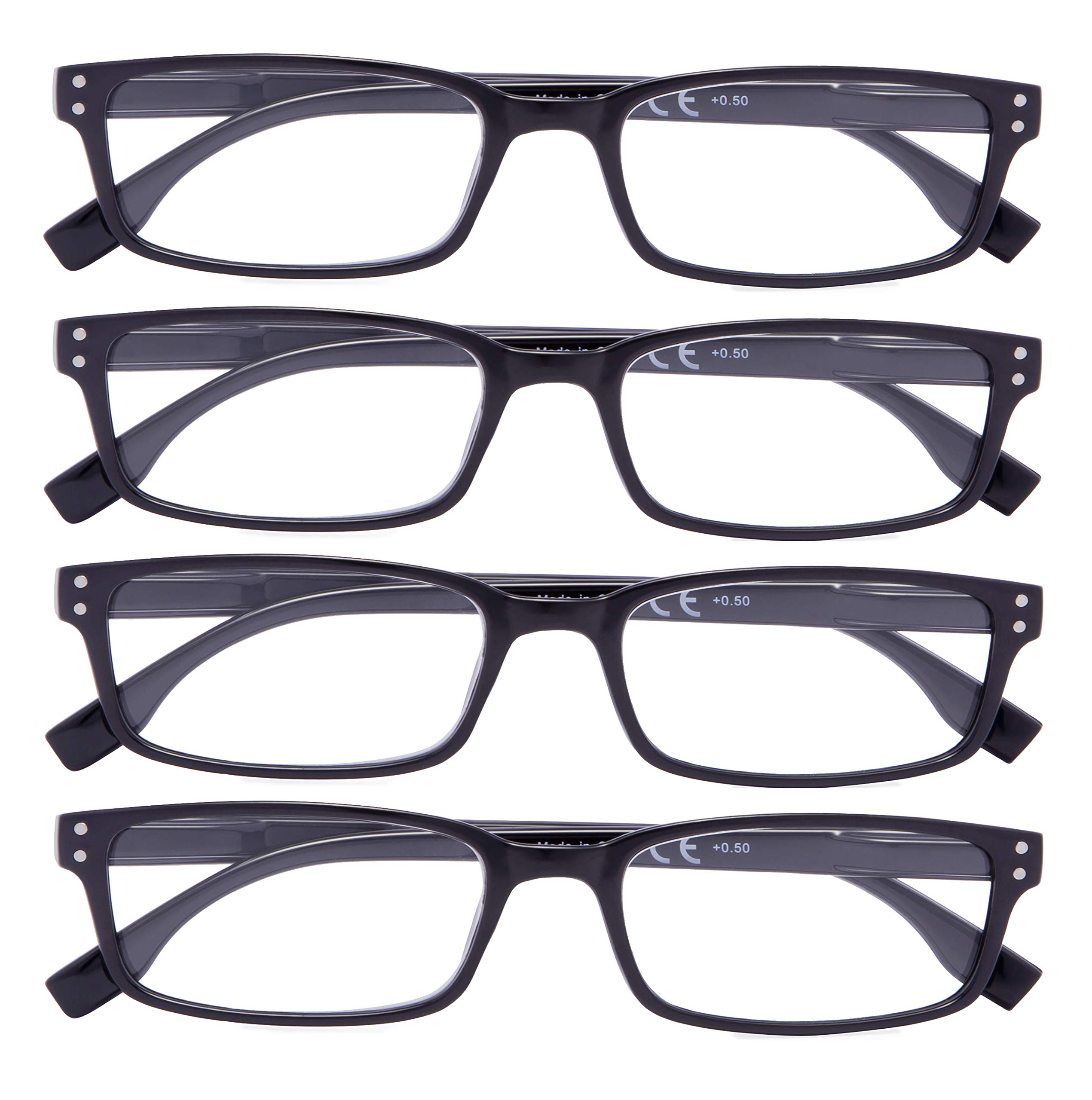 CessBlu 4 Pack Vintage Reading Glasses Men Comfort Readers Women Reading Eyeglasses(Black,+2.75)