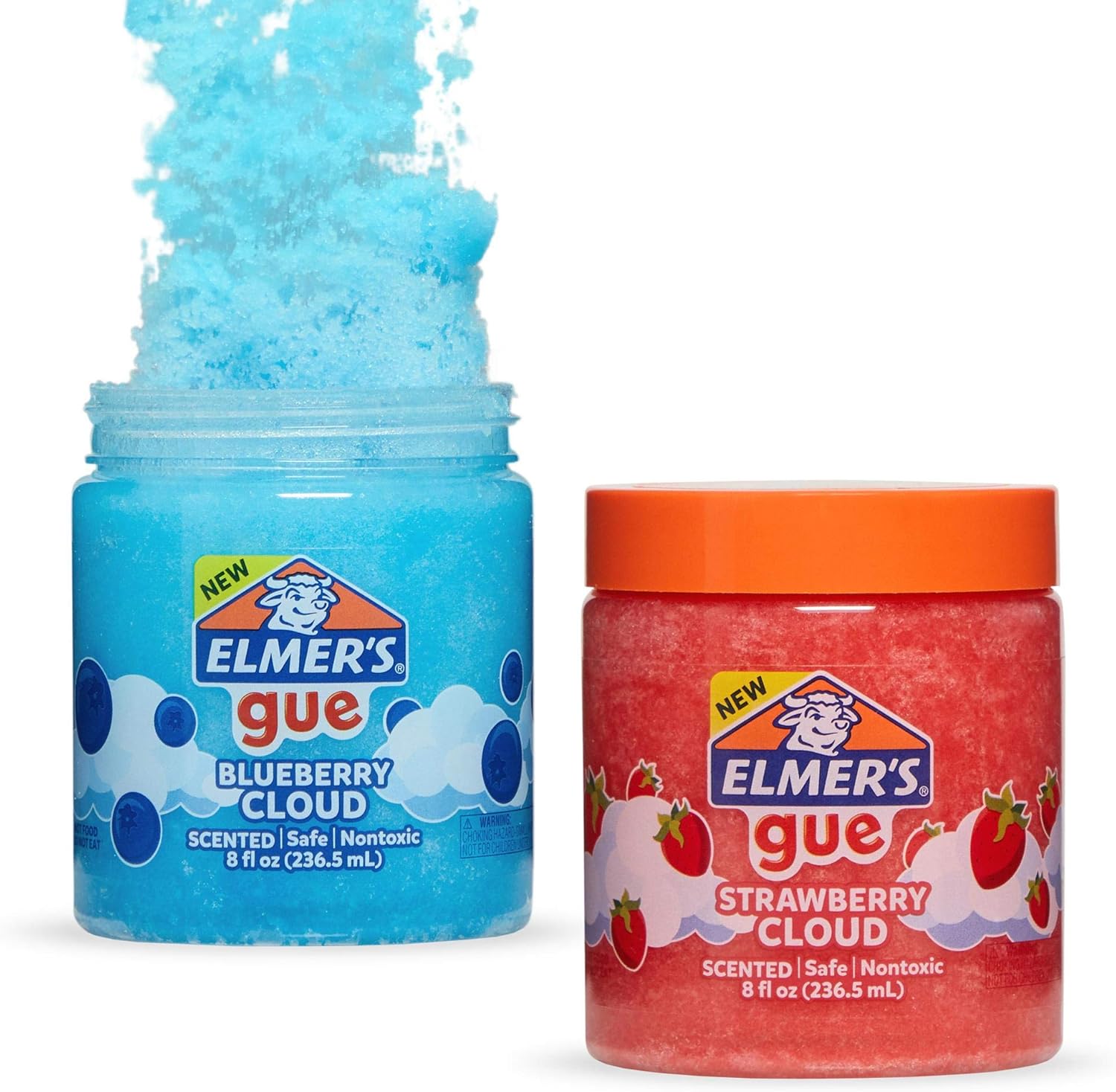 Elmer's GUE Pre-Made Slime, Blueberry Cloud Slime and Strawberry Cloud Slime, Scented, 2 Count