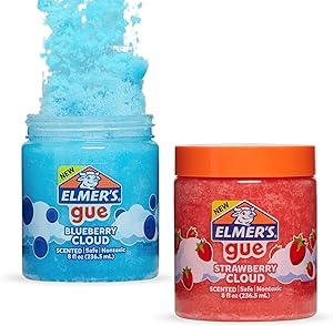 Elmer's GUE Pre-Made Slime, Blueberry Cloud Slime and Strawberry Cloud Slime, Scented, 2 Count
