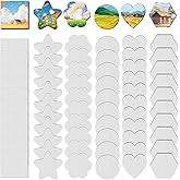 ZhouBoat 60 Pcs Magnetic Canvas Panel Mini Canvas Boards for Painting 3 Inch Small Canvases Bulk Mini Canvases DIY Decorative Magnets Painting Crafts for Fridge Locker Home Office Decor (Mixed Styles)