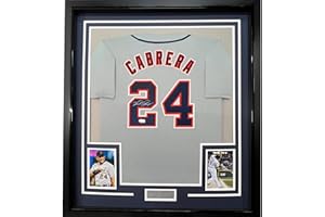 HOFSM.COM HALL OF FAME SPORTS MEMORABILIA Framed Autographed/Signed Miguel Cabrera 33x42 Detroit Grey Baseball Jersey JSA COA