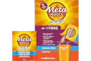 Metamucil, Daily Psyllium Husk Powder Supplement Packets, Sugar-Free, 4-in-1 Fibre for Digestive Health, Orange Smooth Flavor