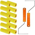 YLTOLOO 12 Pcs Textured Paint Roller Covers with 2 Frames Set, 4 inch Foam Drywall Texture Paint Rollers, House Paint Roller Covers for Art Painting Walls Ceilings