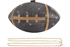 Gripit Bling Rhinestone Football Shaped Rugby Quirky Bag Purse Shoulder Handbag with Crystal for Women Girls