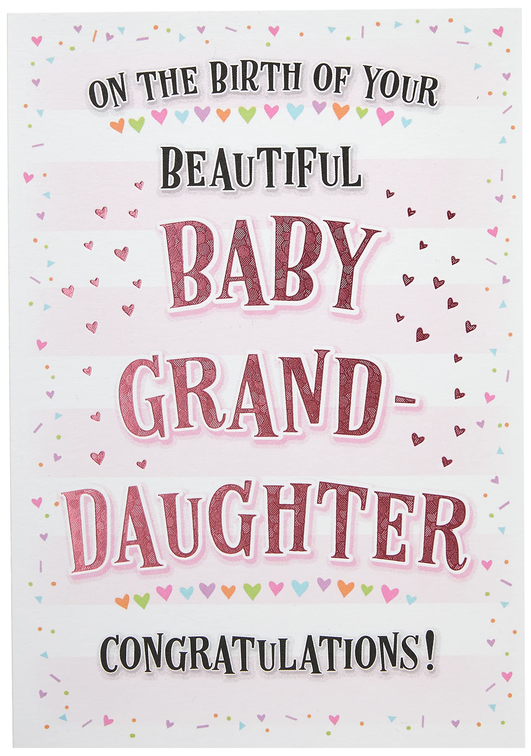 Piccadilly Greetings Modern Baby Card Birth of Granddaughter - 7 x 5 inches, Black