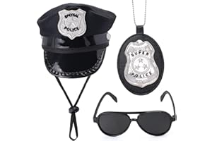 Yewong Pet Police Costume Accessory Set Pet Dog Cat Police Hat Badge Aviator Sunglasses Pet Dress Up Kit for Halloween Christmas Cosplay Role Play Party (Set-A)