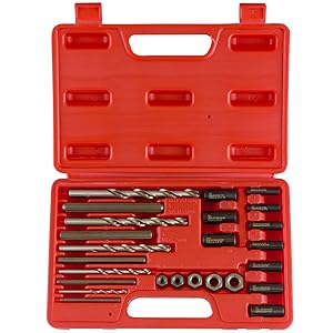 Neiko 04200A Drive Nuts, Drill Bits and Drill Guides Screw and Bolt Extractor Kit (25 Piece), Clear