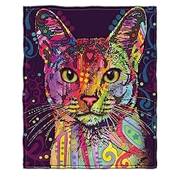 Dawhud Direct Colorful Cat Fleece Blanket for