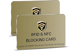 SaiTech IT RFID Protected Cards, 2 Pack One Card Protects Entire Wallet Purse For Men & Women, NFC Contactless Bank Debit Credit Card Protector ID ATM Guard Card – Golden