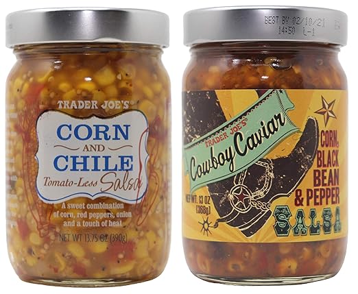 Amazon Com Trader Joes Corn And Chile Tomato Less Salsa And Cowboy Caviar Bundle 1 Bottle Of Each Flavor