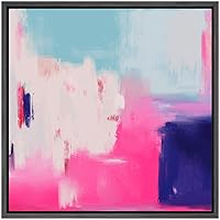SIGNWIN Framed Canvas Wall Art Baby Pink, Blue, Navy and White Color Block and Splashes Abstract Brushstroke Oil Painting Modern Colorful for Living Room, Bedroom, Office - 16