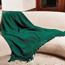 ZIGGUO Thick Chunky Green Knitted Throw Blanket for