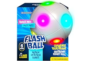 Croove 6 in 1 Brain & Memory Game Ball with Shake Detection Games, Cool Stocking Stuffers Toys, Fidget & Sensory, Ideas for Kids & Teens, Boys & Girls Ages 5 6 7 8 9 10 11 12+ Year Old