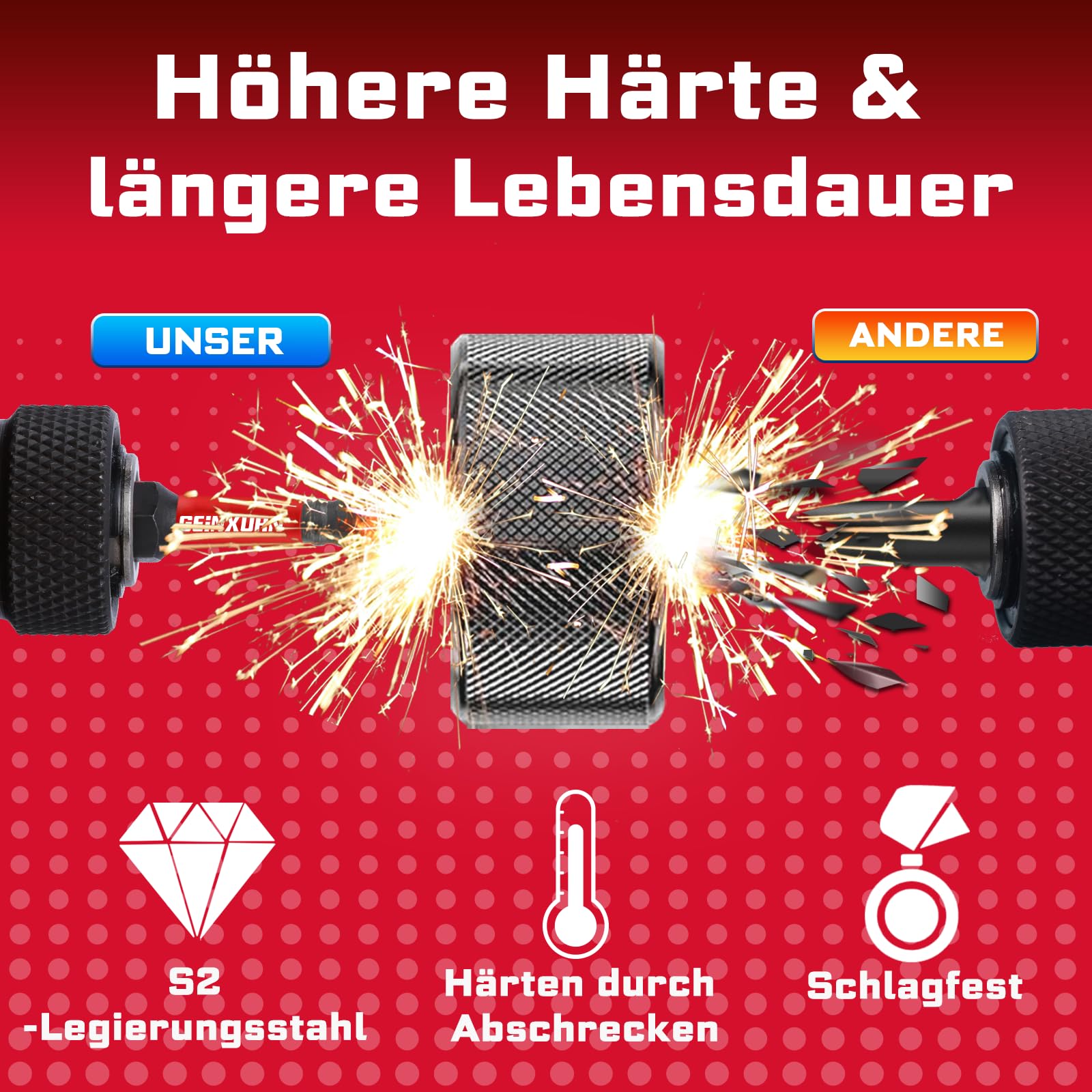 Geinxurn Schlagfeste Schraubendreher Bits Set, 90 Stücke 50mm Magnetisch (PH2/PZ2/T10/T15/T20/T25/T30/Hex) S2 Stahl Multi Treiber Bits mit Lagerung Bunte Box 7