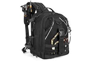 Jueachy Fishing Tackle Backpack: Water-Resistant Fishing Backpack with Rod Holder Fishing Shoulder Storage Bags