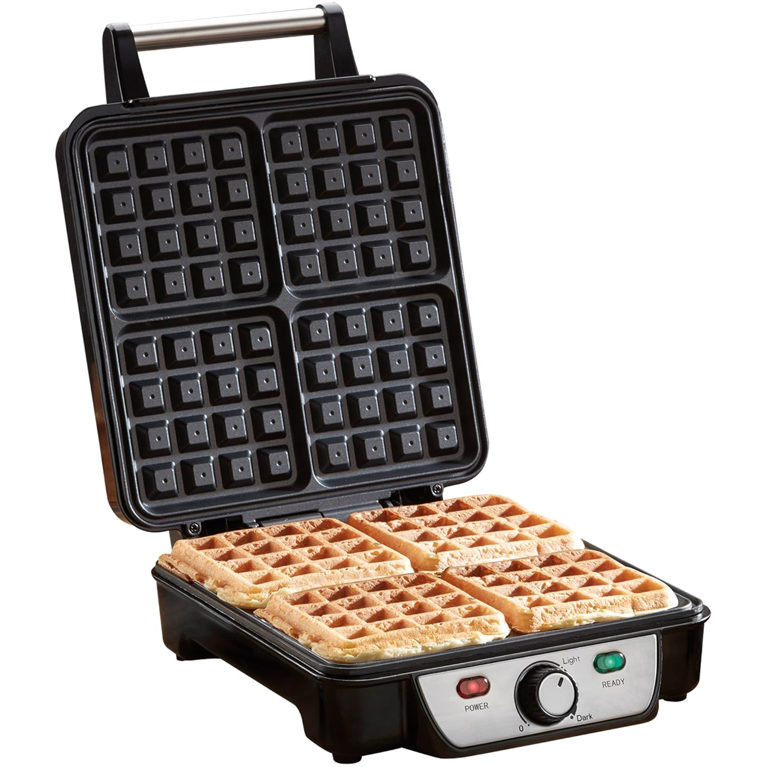 4 Slice Belgian Waffle Maker Grill Iron with Adjustable Temperature