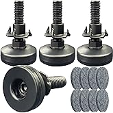 3/8" Threaded Leveling Feet Adjustable Table/Furniture Feet Levelers Screw on Heavy Duty Desk/Chair/Cabinet/Dresser/Bench Leg Leveler Screw in with Threaded Inserts(3/8-16,Large Base,Black,4 Pack)