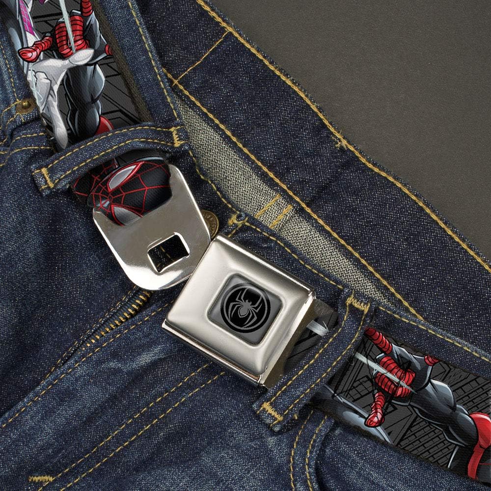 Buckle-Down Men's Seatbelt Belt Spider-Man Kids, Hero Action Poses Grays, 1.0" Wide-20-36 Inches: Clothing