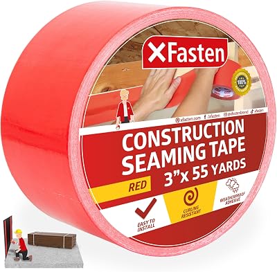 XFasten Red Construction Coating Tape 3" x 180ft - Weatherproof Seam & Vapor