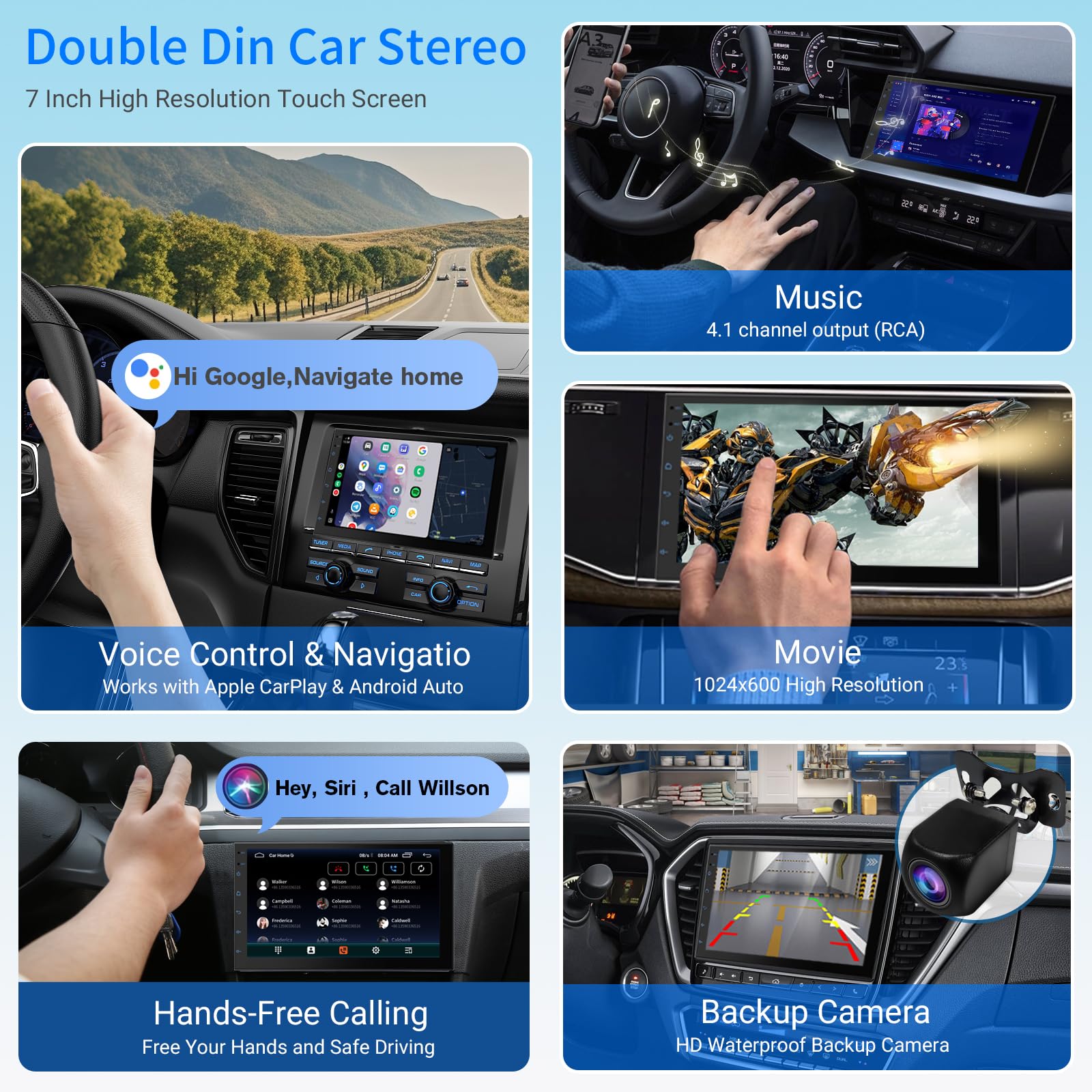 Double Din Car Stereo with 7