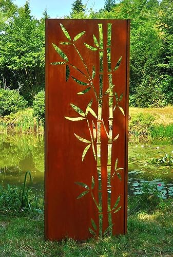 Gartenwand Sichtschutz Bambus 2 Rost Stahl 75x195 Cm Amazon De Handmade
