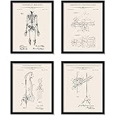 Monem Art 4-Piece Medical Blueprint Poster - Skeleton Patent Print - Chiropractic Treatment Table Art - Technical Drawing Wall Design - Clinic or Doctor's Office Decor - 8x10 UNFRAMED Wall Art