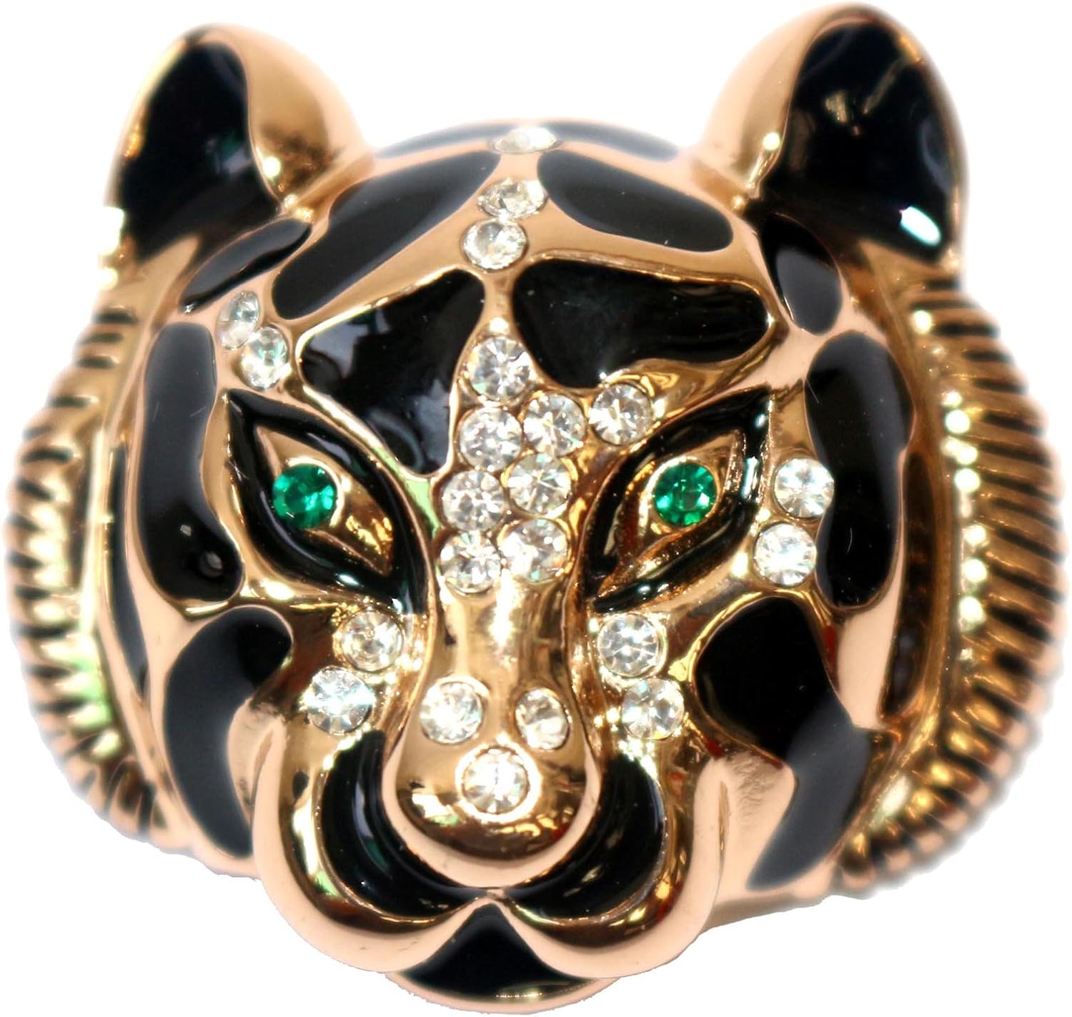 Navachi 18k Gold Plated Clear Crystal Tiger Az7406b Brooch Pin, Golden