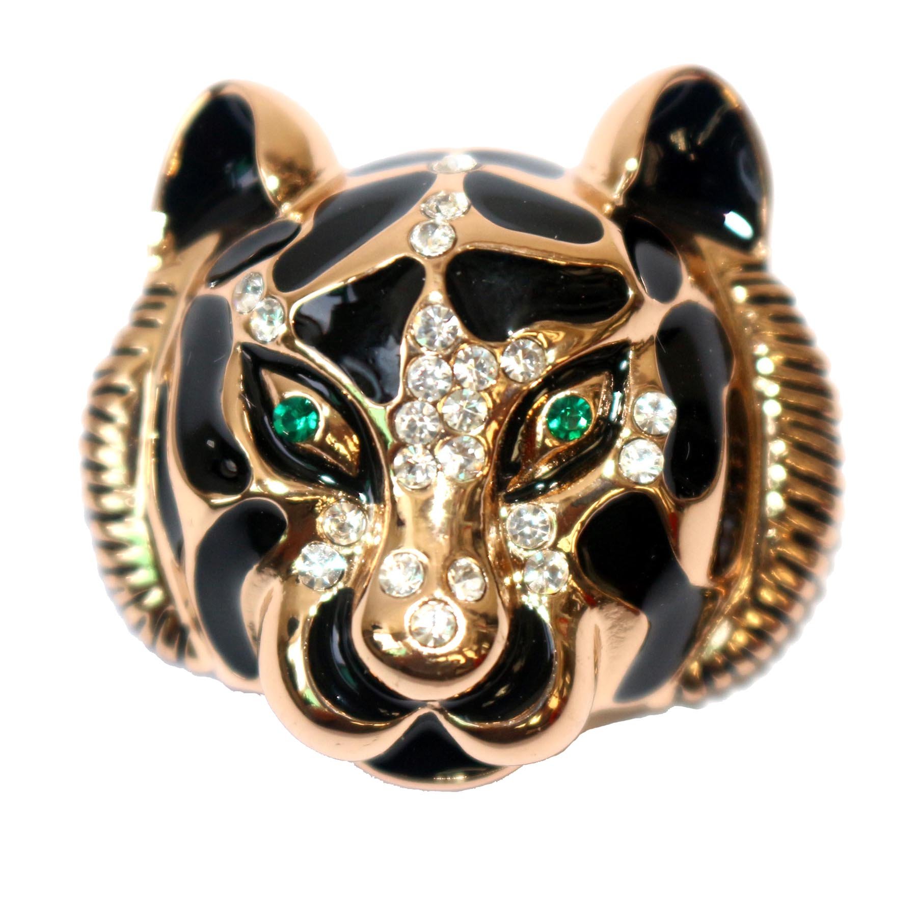 Navachi 18k Gold Plated Clear Crystal Tiger Az7406b Brooch Pin