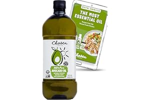 Chosen Foods 100% Pure Avocado Oil for Cooking - 1.75L with Recipe eBook Bundle - Made With Good Fats from Avocados, Naturally Refined, Never Adulterated, High Smoke Point, Non-GMO, Soy-Free, Canola Oil-Free, Gluten-Free, Keto