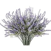 Butterfly Craze Lavender Artificial Flower Stems - UV-Protected Outdoor Artificial Plants - Plastic Flowers for Outdoors - Floral Picks for Weddings & Centerpieces - 4 Pack, 14.5"-16.5"