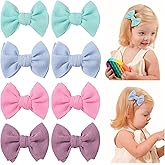 Choicbaby Baby Hair Clips 3” Fabric Girl Hair Bows Baby Barrettes Accessories with Alligator Clips for Toddlers Kids Infant(8pcs-Green Blue Pink Purple)