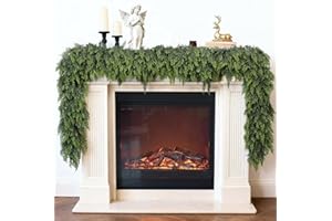 VIERENA Real Touch Christmas Cedar Garland -9ft Artificial Garlands Faux Cedar Fake Pine Needles Garland for Fireplace,Table,Window,Stairs,Mante,Holiday Indoor Outdoor Xmas Decor(1PCS)