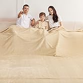 Oversized King Fleece Blanket 120x120 Inches, Seamless Soft Cozy 3D Jacquard Flannel Blanket 10'x10' Extra Large for Bed, Sofa, Couch, Travel & Camping, California King Throw, Light Camel - Wave