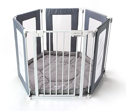 Venture All Stars 3-in-1 Baby Laufstall 6 Paneelen, verwendbar als Playpen/Raumteiler/Treppengitter, mit gepolsterter Bodenma