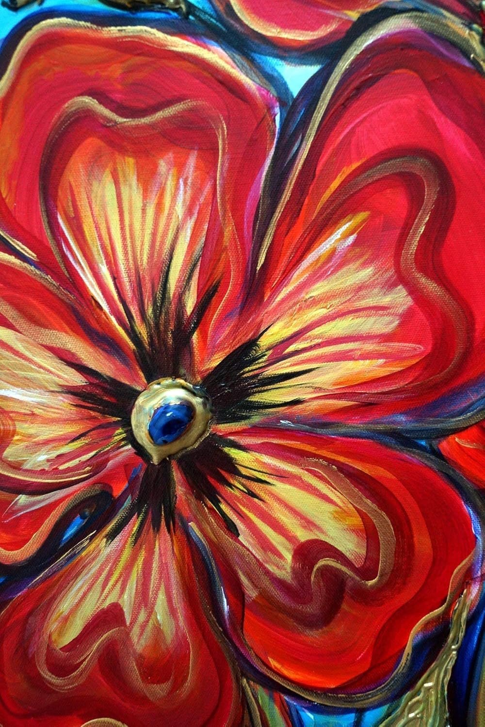 Amazon Com Original Flowers Painting Friends Edwardian Boho Whimsical Gypsy Collage Art Glass Oil Acrylic Textured Fine Art Handmade