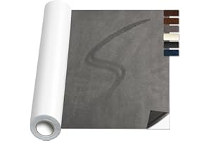 JUCHENG Suede Repair Patch, 17x100inch Large Faux Suede Leather Fabric，Self-Adhesive Fabric Patches for Furniture, Couch, Sofa, Car Interior, Shoes, Hand Bag, Jewelry Boxes ﻿ (Gray,)