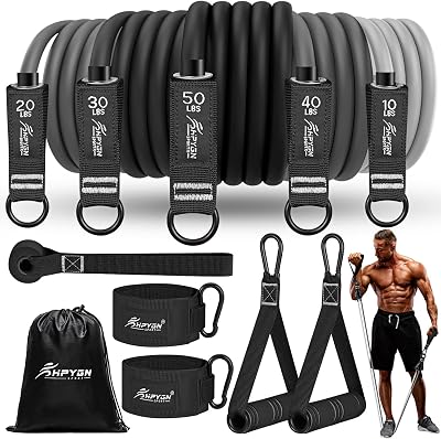 HPYGN Resistance Bands Set 150lb with Handles Door Anchor Ankle Straps