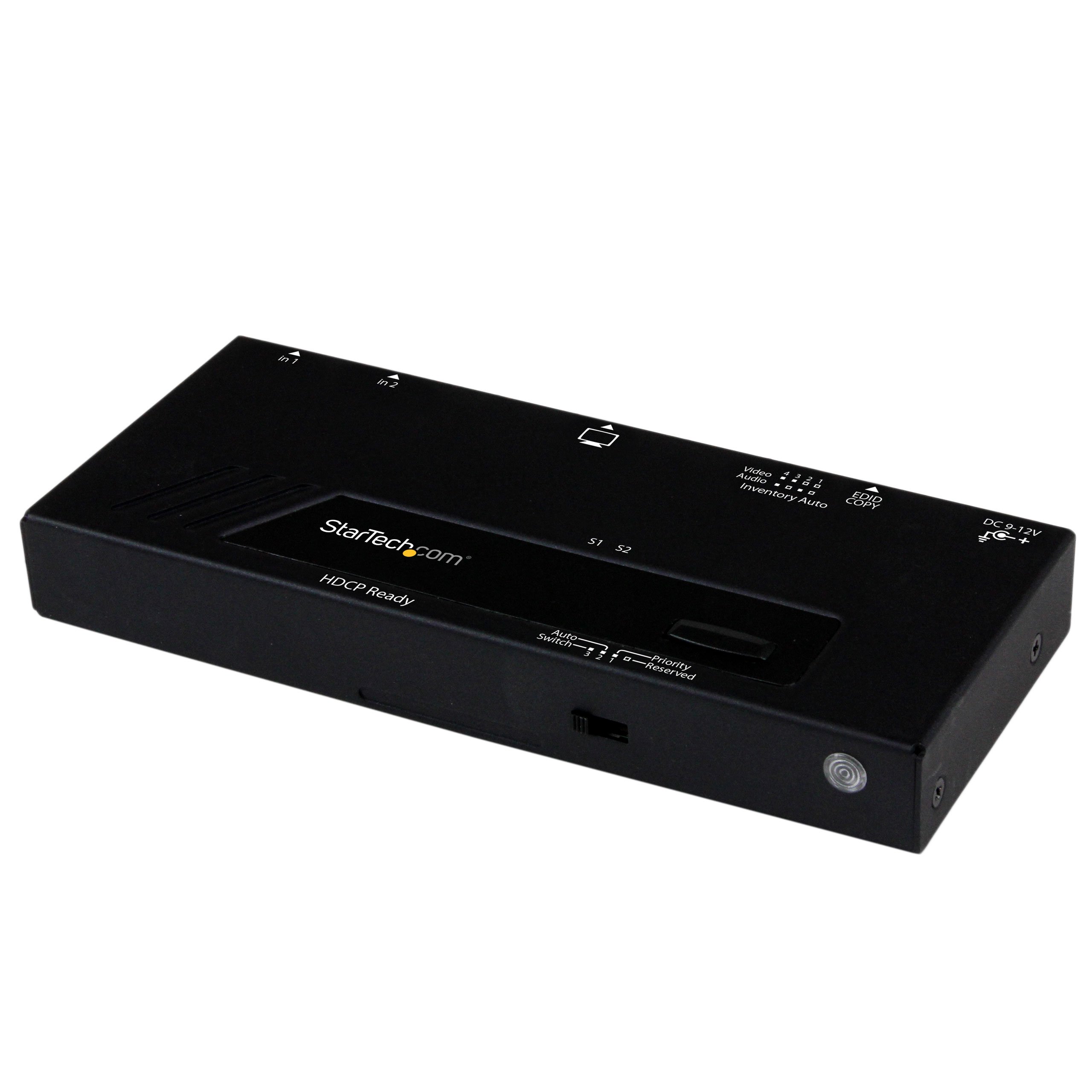 StarTech.com 2 Port HDMI Switch w/ Automatic and Priority Switching - 1080p,VS221HDQ,Black