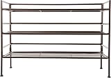 Amazon Basics 3-Tier Shoe Rack Organiser Holds 9-Pair Brown 68 x 32 x 47.5 cm view 2
