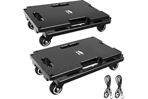 Ronlap Furniture Dolly for Moving, Furniture Moving Dolly 4 Wheels Heavy Duty Small Flat Dolly Cart with Wheels Movers Dolly Interlocking Dollies for Moving, 440 Lbs Capacity Each, 2 Pack, Black
