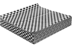 P PATERSON Paterson Paper 1000 Count PFAS-Free Black Checkers Grease-Resistant Food-Safe Deli Sandwich Wrap Paper Sheets/Basket Liners (Pack of 1000)