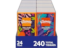 Kleenex On-The-Go Facial Tissues, Travel Size, 72 Packs (9 Displays of 8), 10 Tissues per Pack, 3-Ply (720 Total)