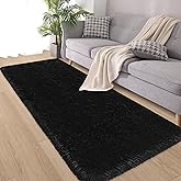 Black Rug,Runner Rug for Bedroom Living Room,Fluffy Soft Plush Shaggy Rugs,Non Slip Washable Fuzzy Carpet,2x6 Furry Small Black Runner Rugs for Nursery Dorm Hallway Bathroom Kids Home Decor