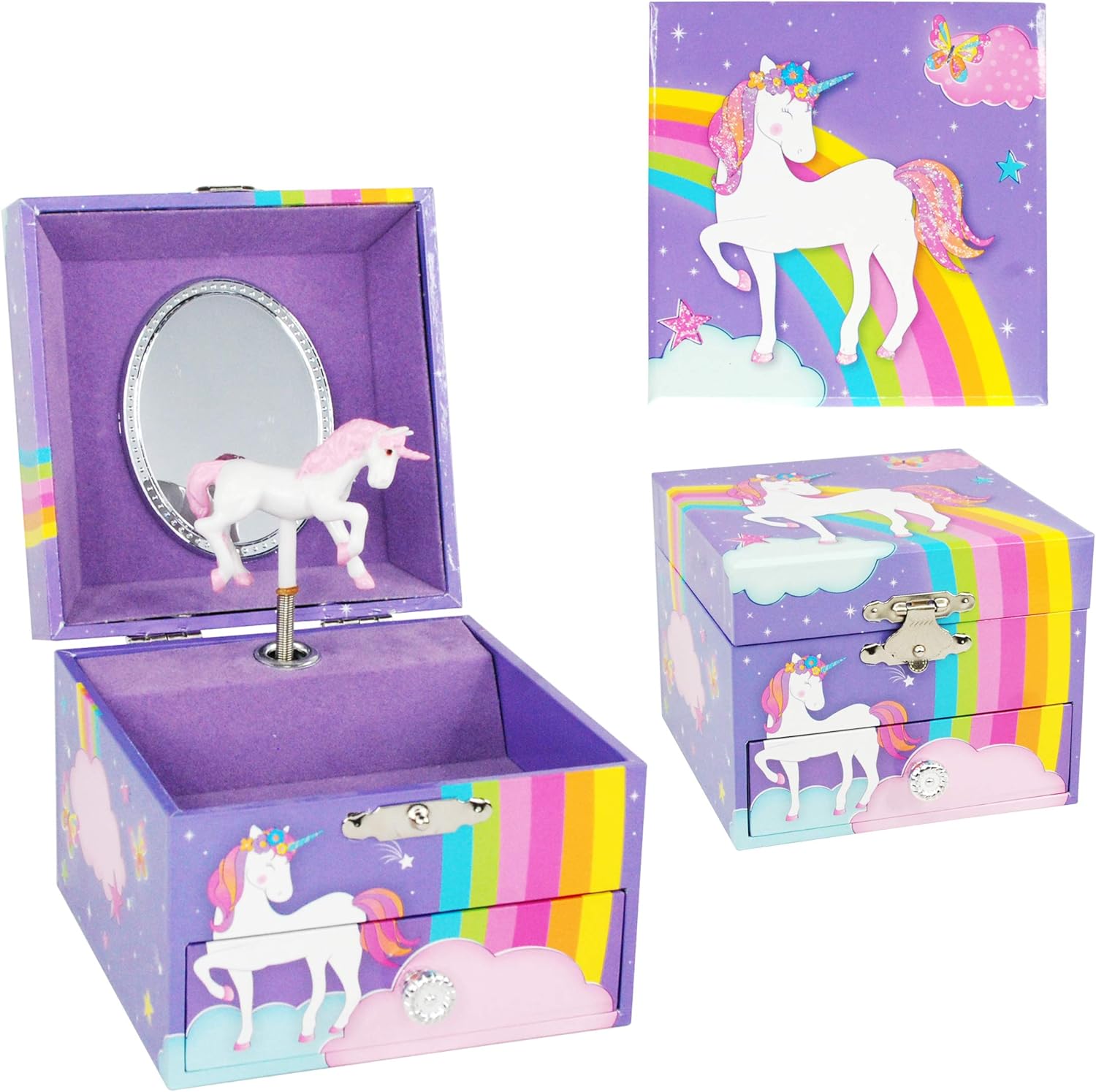 Pink Poppy Caja de música con diseño de Unicornio, Color Morado: Amazon.es: Hogar
