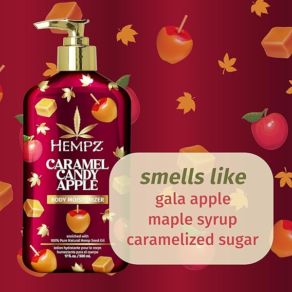 HEMPZ NEW CARAMEL CANDY APPLE BODY MOISTURIZER, BODY LOTION, FALL & WINTER SKIN CARE FOR MEN & WOMEN, LIMITED EDITION, 17 FL.OZ.