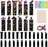 Vicloon Scratch Art for Kids 36Pcs Rainbow Bookmarks 18 Stylus 4 Stencils view 8
