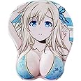 Fun 3D Mouse Pad Gaming Anime Girl Kawaii Mouse Pad for Laptop, Computer Padded Mouse Pad with Wrist Support Blue