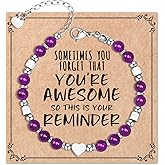 Desimtion Healing Natural Stone Bracelets for Women Girls, Sometimes You Forget You're Awesome -Christmas Gifts for Women Teen Girls, Best Friend Birthday Gifts for Women Friendship Bracelets