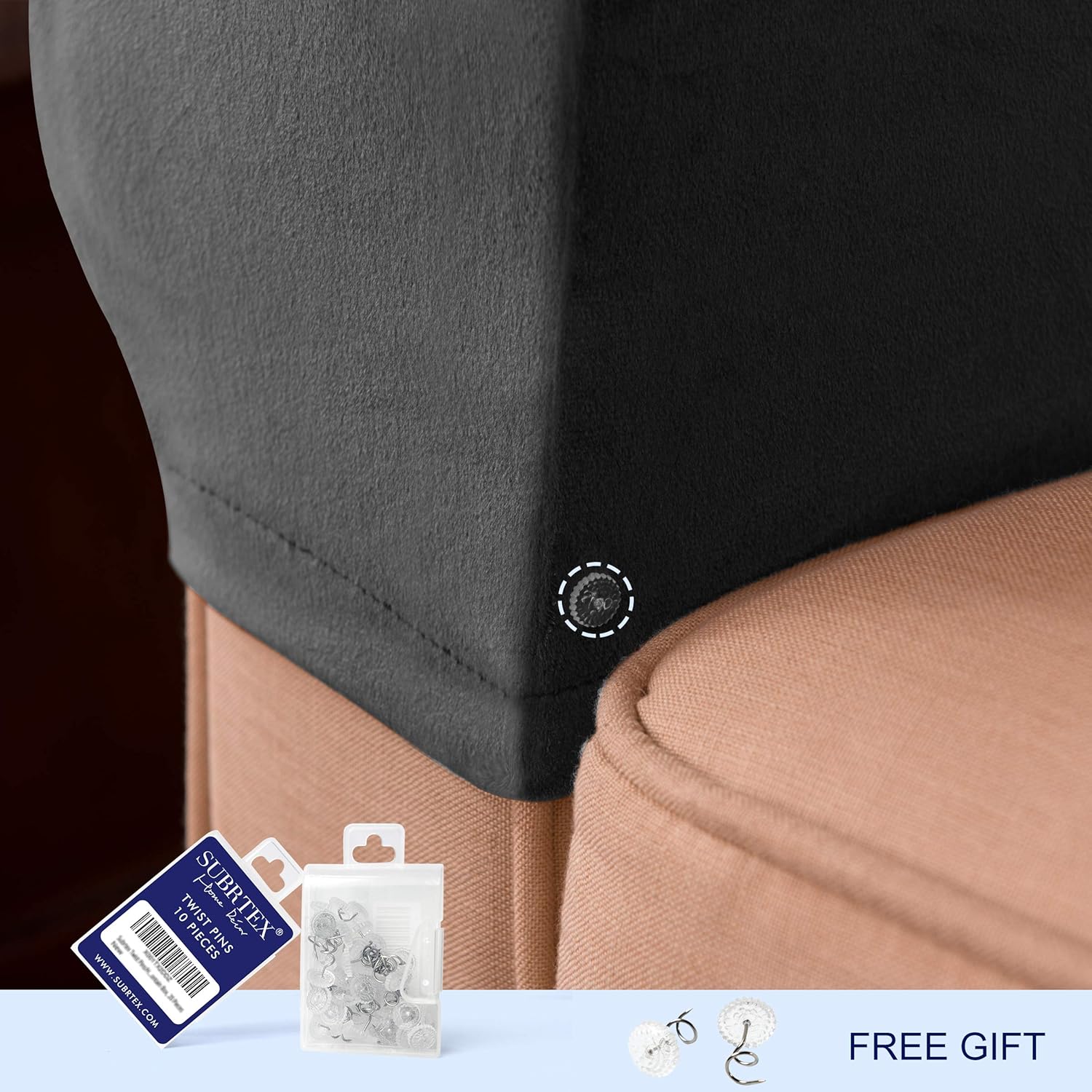 subrtex Spandex Stretch Velvet Armrest Covers Anti-Slip Furniture Protector Armchair Slipcovers for Sofa with Free Fixing Tools Twist Pins: Kitchen & Dining