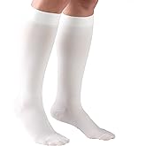 Truform 30-40 mmHg Compression Stockings for Men and Women, Knee High Length, Closed Toe, White, Small